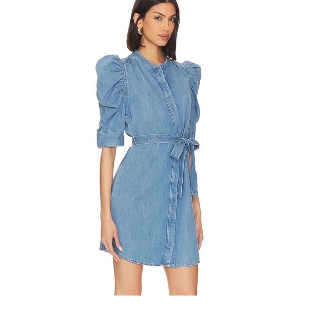 Frame Denim  Puff Sleeve Belted Dress
